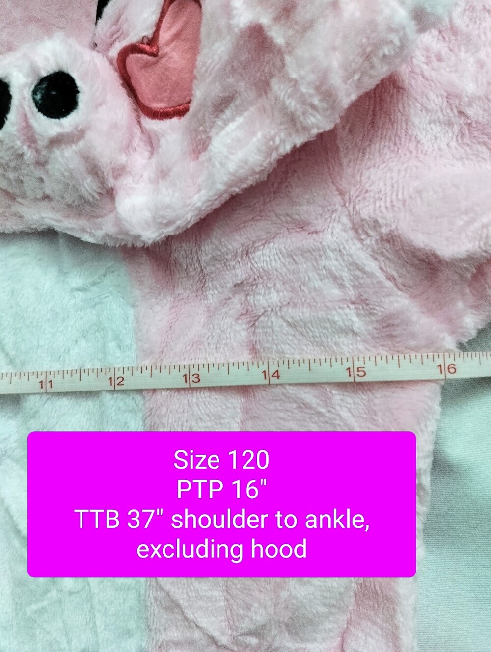 Kids Pink Pig Plush Fleece Onesie Kigurumi Halloween Cosplay Costume New *Open* - Picture 6 of 17
